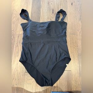 summersalt Classic Black One-Piece Swimsuit with Ruffle Straps